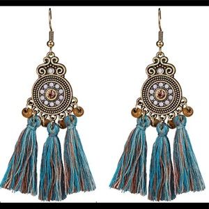 Boho Vintage dangling tassel hook earrings
